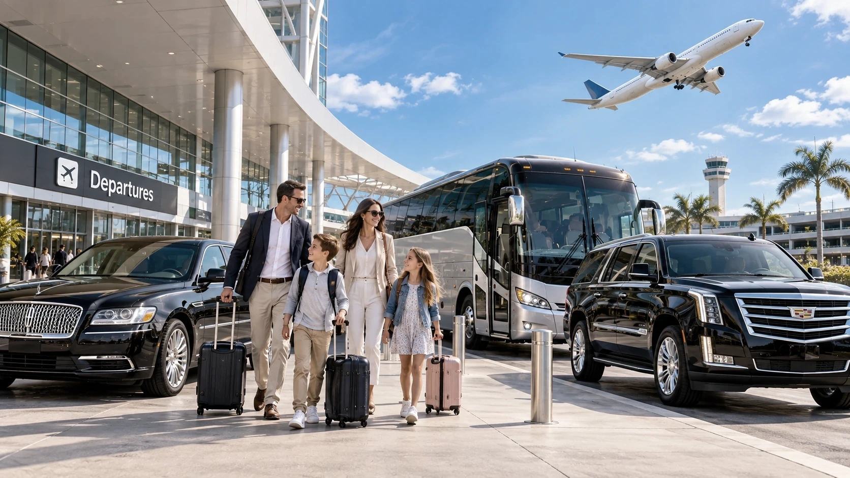 Group charter transportation at a Dallas area airport